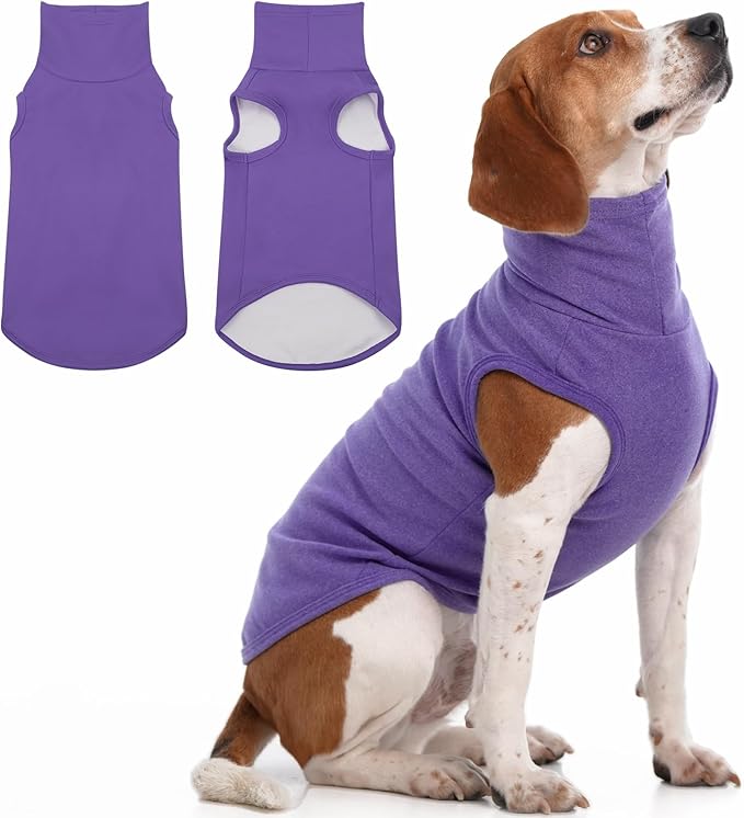 IECOii XL Dog Sweater - Stretch Fleece Vest with Turtleneck - Purple,X-Large, Warm Pullover Dog Fleece Coat for Large Dogs - Christmas Pet Sweatshirt for Boys & Girls, Machine Washable