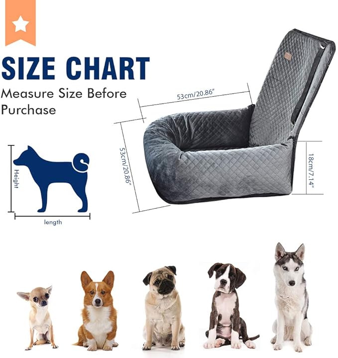 Dog Car Seat Pet Booster Seat Pet Travel Safety Car Seat,The Dog seat Made of Materials is Safe and Comfortable, and can be Disassembled for Easy Cleaning (Gray)