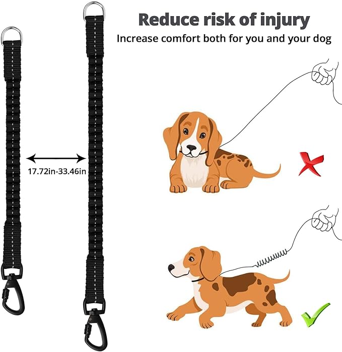 jenico Long Dog Leash 10FT: Heavy Duty Rope Leashes for Dogs Training with Swivel Lockable Hook Reflective Threads Bungee and Padded Handle - Dog Lead for Large Small Medium Dogs Outside Walking