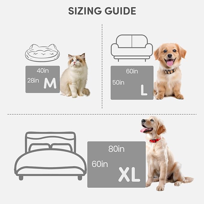 Waterproof Dog Blanket for Couch Bed– Double-Sided Washable Cat Puppy Blanket, Pet Throw Soft, Warm, Durable, Protective Furniture Cover, Grey XL(80×60)"