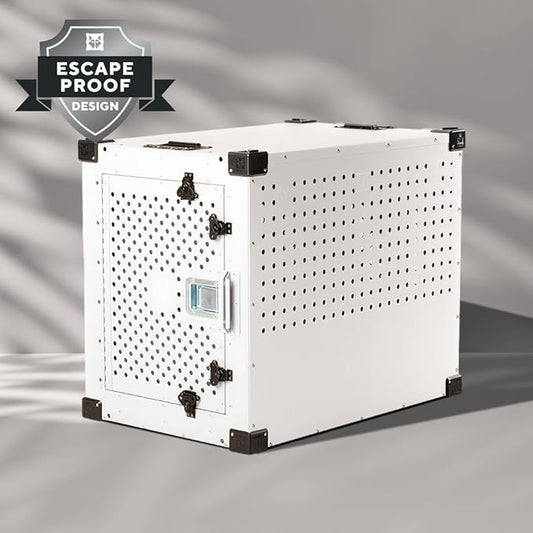Impact Indestructible High Anxiety Dog Crate for XXL Dogs - Heavy Duty Escape Proof Indoor Dog Kennel with Powder-Coated Aluminum - Ideal for Escape Artists (White, 48" (48.5" L x 32.5" W x 36" H)