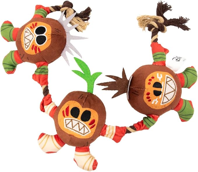 Buckle-Down Disney Dog Toy, Moana Kakamora Three Coconut Monster Poses, Plush Rope