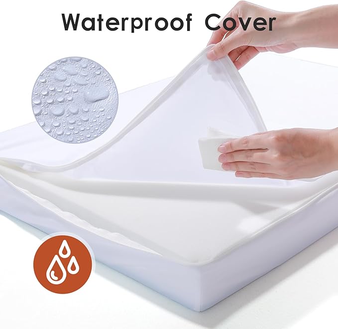 Orthopedic Memory Foam Dog Bed, Removable Washable Microsuede Cover, TPU Waterproof Liner, Nonskid Bottom, for Indoor, Outdoor, Crate ＆ Car Use, 30x20x6 Inches, Dark Grey