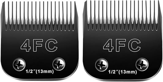 Audoc 4FC Blades Dog Grooming Blades Compatible with Andis/Oster A5/Wahl KM-10 Series Dog Clippers,Detachable Clipper Replacement Blade,Black(4FC/2PCS)
