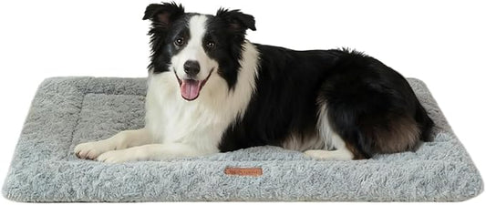 Fluffy Reversible Dog Bed Mat - Ultra Soft & Machine Washable Dog Crate Pad fit for Metal Kennel, Cozy Sleeping Mat, 41" x 27", Light Gray