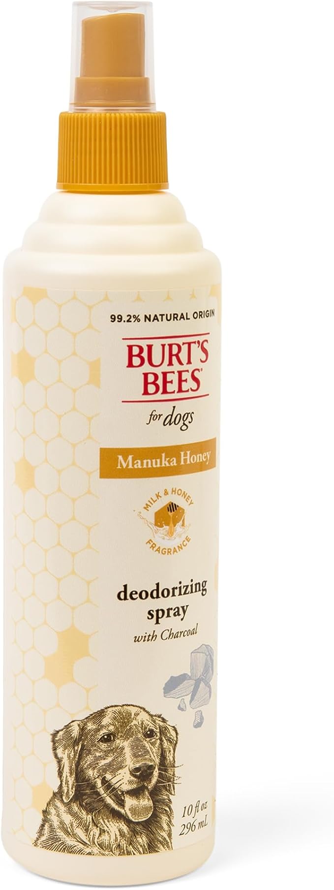 Burt’s Bees for Pets Deodorizing Dog Spray with Manuka Honey and Charcoal for Dogs - Naturally Derived Ingredients, Formulated Without Artificial Fragrances, Sulfates, Colorants, 10 Fl Oz