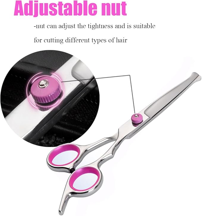 Dog Grooming Scissors,Pet Hair Scissors with Safety Round Tips Heavy Duty Titanium Stainless Steel Professional Dogs Cats Pets Grooming Shears (Round head straight scissors)