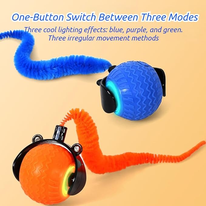 BIBIFACTORY 2026 New The Smart Wave Chase Ball, Revolutionary Smart Chase Ball 3.0, Interactive Fast Moving Ball with Tail, Automatic Cat Chase Balls Toy for Dog Cat Indoor Play (2PCS)