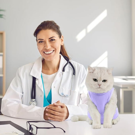 Avont Cat Recovery Suit - Kitten Onesie for Cats After Surgery, Cone of Shame Alternative Surgical Spay Suit for Female Cat, Post-Surgery or Skin Diseases Protection -Purple(M)