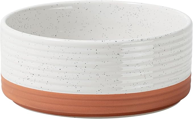 Ceramic 8.2inch Dog Bowl for Large Breed Dogs, Anti-Slip and Weighted Pet Food and Water Dishes(Single Bowl, Vanilla White)