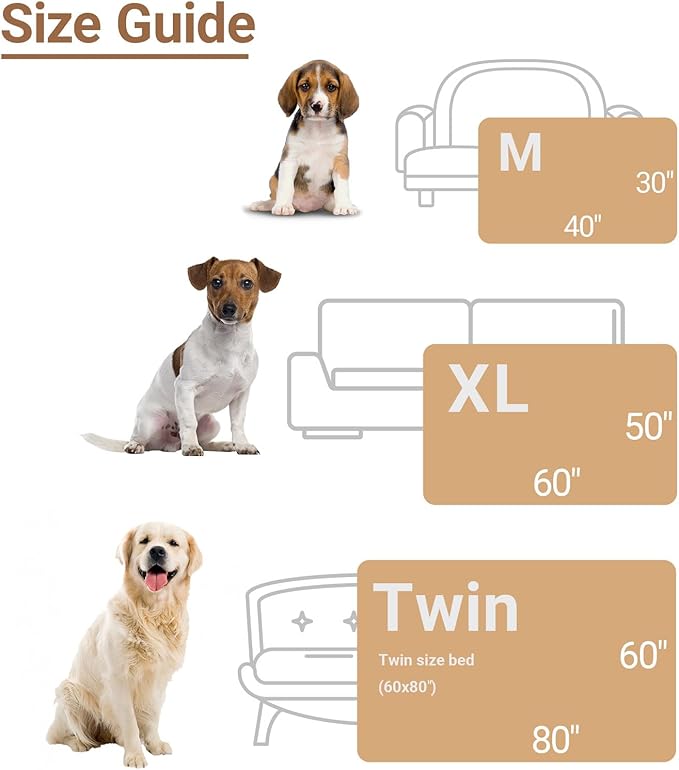 Waterproof Dog Blanket for Medium Dogs - Reversible Washable Pet Blanket, Soft Sherpa Fleece Furniture Protector, Cat Throw Bed Couch, Cream, 30"x40"
