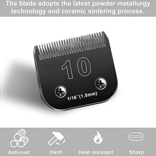 Audoc 10 Blades Dog Grooming Blades Compatible with Andis/Oster A5/Wahl KM-10 Series Dog Clippers,Detachable Clipper Replacement Blade,Black (7PCS #10+30+40+3FC+4FC+5FC+7FC)