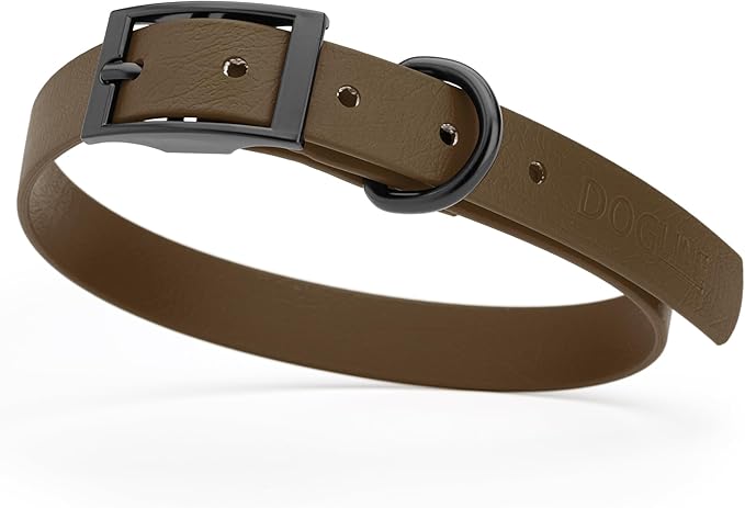 Dogline Biothane Coated Webbing Dog Collar w/Black Metal Hardware: Durable Easy-Clean Everyday Collar for Dogs - Comfortable Adjustable Odor-Resistant for Pets, W3/4" x L15-18, Dark Chocolate Brown