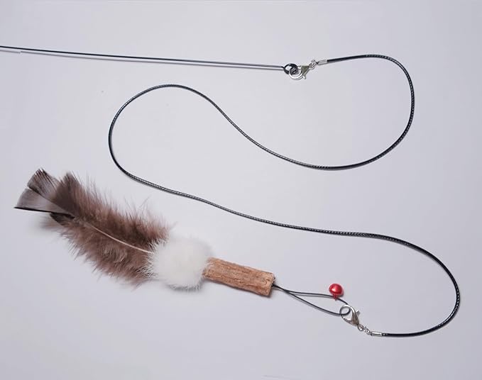 MikiLim 3 Pieces Replacement Strings for Cat Wand Toy - 2 Durable Paracord Strings and 1 Nylon Wire - Kitten Wand Toy Refill Wires with Lobster Clasps for All Lures, Cat Stick