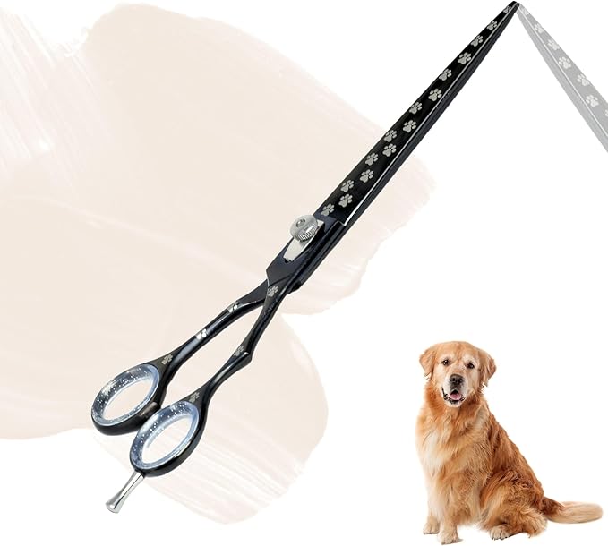 Pet Grooming Scissor Dog Blade scissor Pet Grooming Scissors Dog Hair Cutting Shears with Bag for Professional Right Hand Pet Groomer (Black Straight, 9.0")