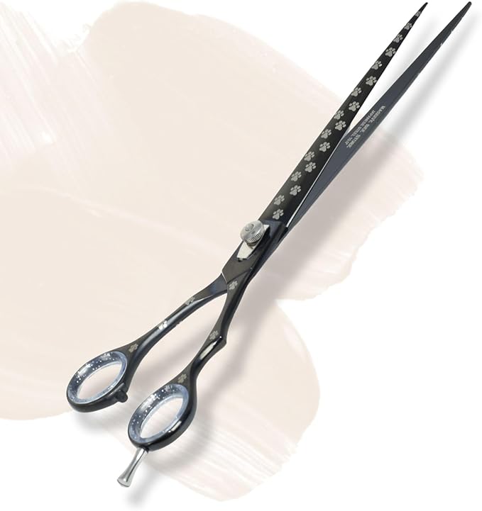 Pet Grooming Scissor Dog Blade scissor Pet Grooming Scissors Dog Hair Cutting Shears with Bag for Professional Right Hand Pet Groomer (Black Straight, 10.0")