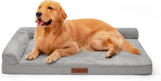 Orthopedic Dog Beds Large Sized Dog, 44x32x6 Inches Memory Foam Pet Bed for Large Dogs, Washable Removable Cover, Nonskid Bottom, Waterproof, Light Grey
