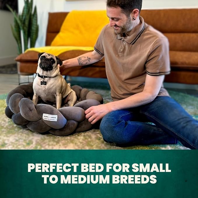 Tater's Choice 24" Dog Bed - Premium Braided Dog Bed - Luxurious and Durable Pet Beds with Plush Polyester Filling, Non-Slip Base, and Stylish Design, Washable Mattress, Charcoal Grey, 24 inch, Small