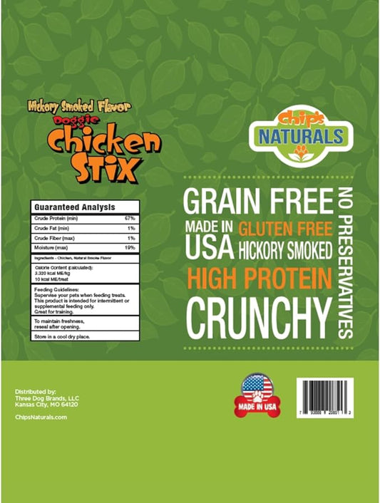 Chip's Naturals Doggie Chicken Stix, 12 oz – Hickory Smoked Chicken Dog Treats, Baked Natural Dog Treats for Training, Low Calorie Healthy Dog Treats, Pet Supplies