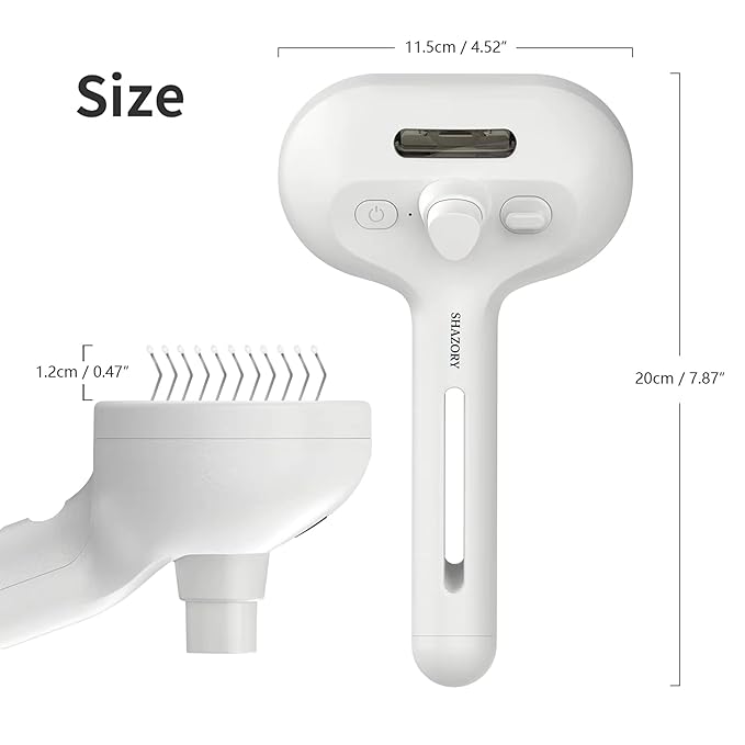 3-in-1 Anti-Static Pet Steam Brush for Dogs & Cats - Steam Clean, Calming Massage & Self-Cleaning Hair Ejection, Quick Heat-Up, USB-C Rechargeable, Low-Noise Deshedding & Dematting - White