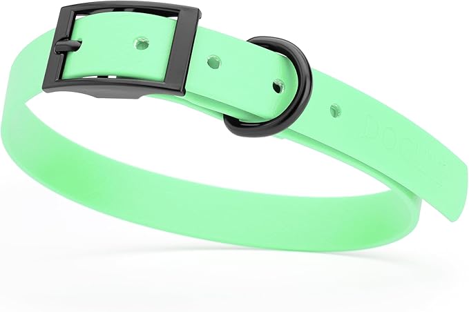 Dogline Biothane Coated Webbing Dog Collar with Black Metal Hardware: Durable Easy-Clean Everyday Collar for Dogs - Comfortable Adjustable Odor-Resistant Pet Collar, W3/4" x L15-18, Sea Foam Green