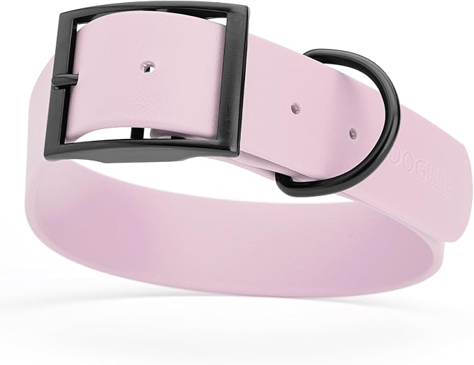 Dogline Biothane Coated Webbing Dog Collar with Black Metal Hardware: Durable Easy-Clean Everyday Collar for Dogs - Comfortable Adjustable Odor-Resistant Pet Collar, W1.5 x L20-24", Pastel Purple