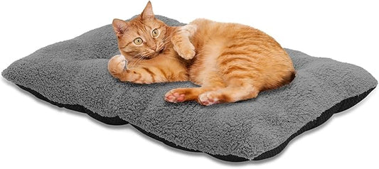 Athena Collection Small Dog Bed, 28 Inches Washable Dog Crate Bed for Small Dogs Puppy Cats Pets, Faux Fir Calming Crate Pad Warming Cozy Soft, Grey
