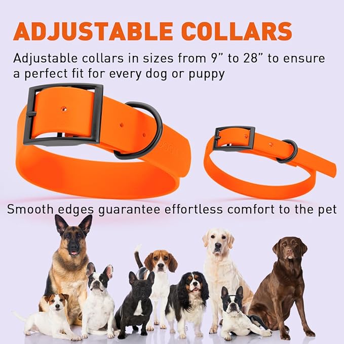 Dogline Biothane Coated Webbing Dog Collar with Black Metal Hardware: Durable Easy-Clean Everyday Collar for Dogs - Comfortable Adjustable Odor-Resistant Pet Collar, W3/4" x L15-18, Hunter Orange
