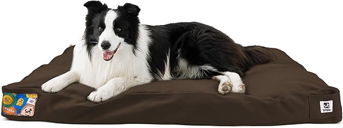Sytopia 36 Inch Canvas Dog Bed for Large and Medium Dogs, Outdoor and Indoor Pet Bed, Waterproof Washable Removable Cover, Patio Pet Pad, Brown