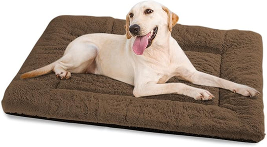 Crate Pad for Large Dogs, Ultra Soft Bed Washable & Anti-Slip Kennel Pad for Dog Cozy Sleeping Mattress, Travel Flat Pet Beds for Indoor & Outdoor Dog (42" x 28", Brown