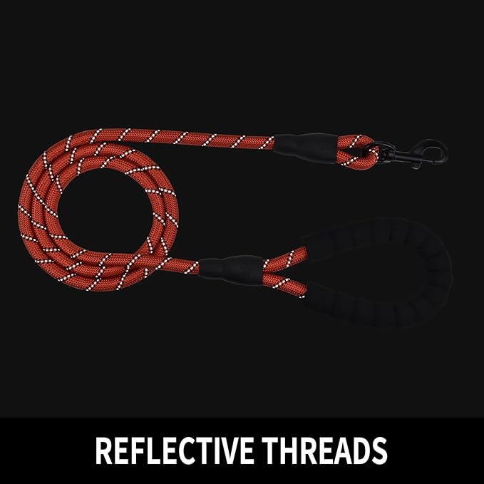 5/6 FT Strong Pet Dog Leash with Soft Padded Handle,Highly Reflective Rope for Night Walking,360-Degree Rotating Metal Buckle Without Tangles,Suitable for Small,Medium and Large Dogs.(6ft)