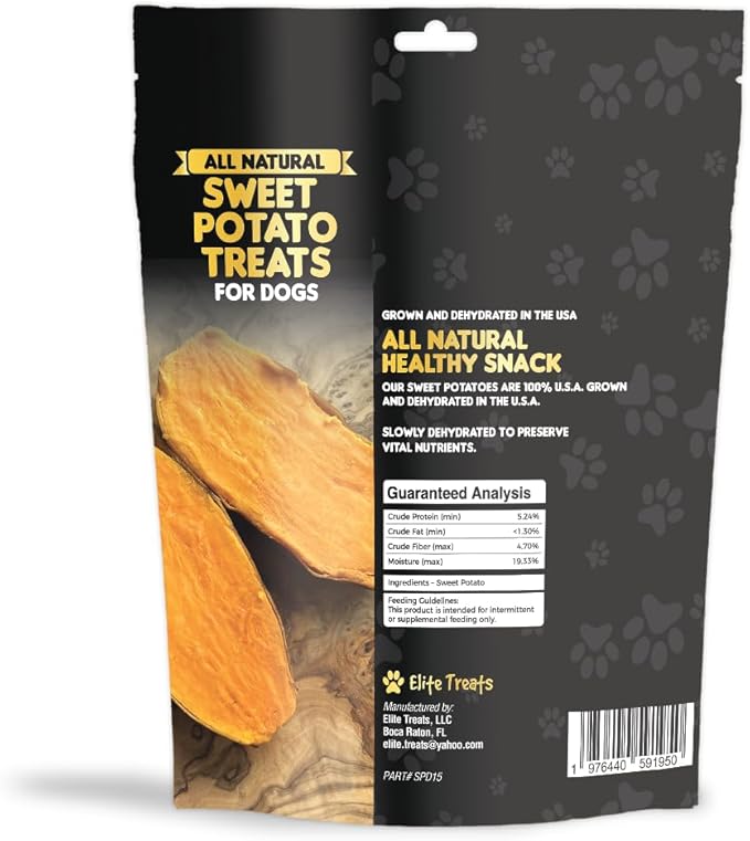 Sweet Potato Dog Treats Made in USA | 100% Natural, One Ingredient | Grain-Free Vegan Dog Treats for Puppies, Small, Medium & Large Breeds - 15 oz