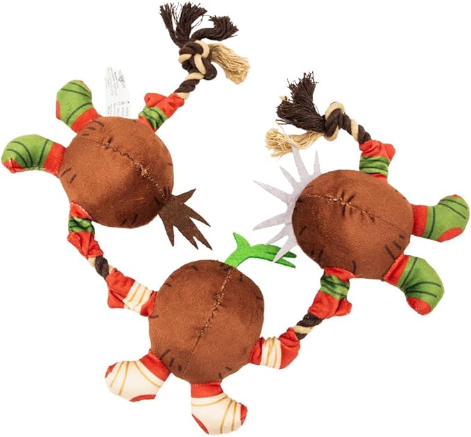 Buckle-Down Disney Dog Toy, Moana Kakamora Three Coconut Monster Poses, Plush Rope