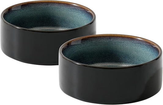 Havniva Ceramic Set of 2 Cat Bowls, Food and Water Bowls for Cats, Kitty, 2pcs Cat Dishes, Pet Feeder(5.1inch, 2 x Starry Sky Bowls)