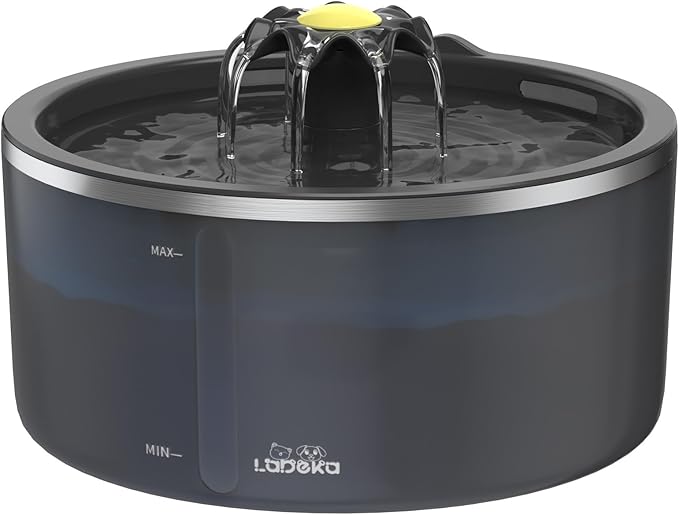 Cat Water Fountain with Dual Filtration System, 2.5L/84oz Pet Water Fountain for Cats Inside, Cat Fountain for Drinking with Ultra Quiet Pump(≤20dB)& LED Blue Light - for Pets Small Animals(2Filters)