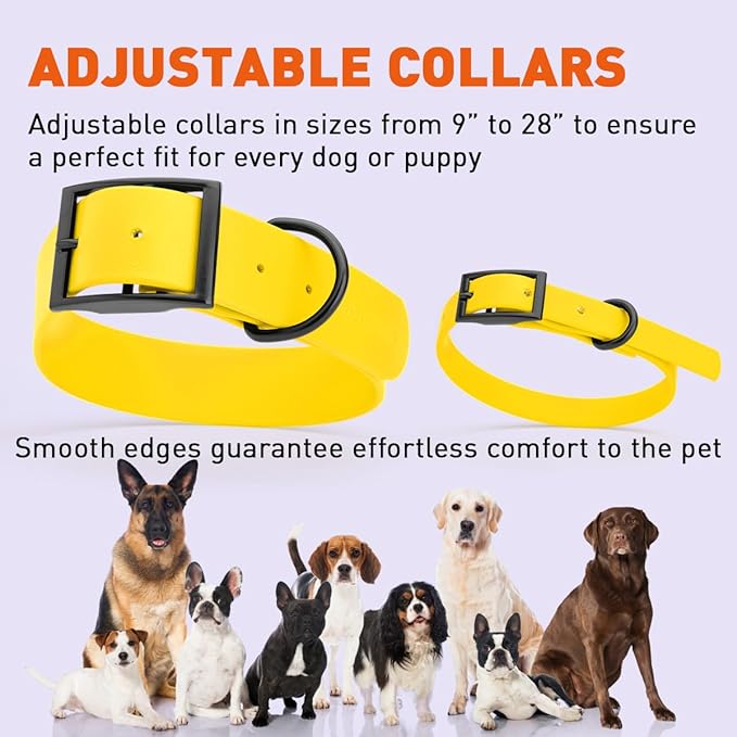 Dogline Biothane Coated Webbing Dog Collar with Black Metal Hardware: Durable Easy-Clean Everyday Collar for Dogs - Comfortable Adjustable Odor-Resistant Pet Collar, W5/8" x L12-15, Lemon Yellow