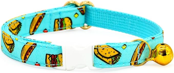 Taco Cat Collar Bow Tie, Breakaway Safety Collar, Wedding/Birthday Cat Accessories, Adjustable Bowtie, Removable Jingle Bell