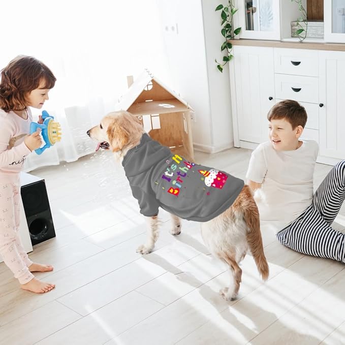 GreenJoy Dog Sweater Dog Hoodie Cold Weather Coat Hooded Sweatshirt for Puppies,Cats, Small Medium Large Dogs (Grey(It's My Birthday), XX-Large)
