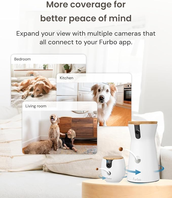 Furbo 360° Dog Camera + Mini 360° Cam (2-Camera Bundle Nanny Pro Subscription): Dog Safety Alerts, Pet Camera with Speaker, Phone App & Night Vision (New Subscription Needed at Setup)