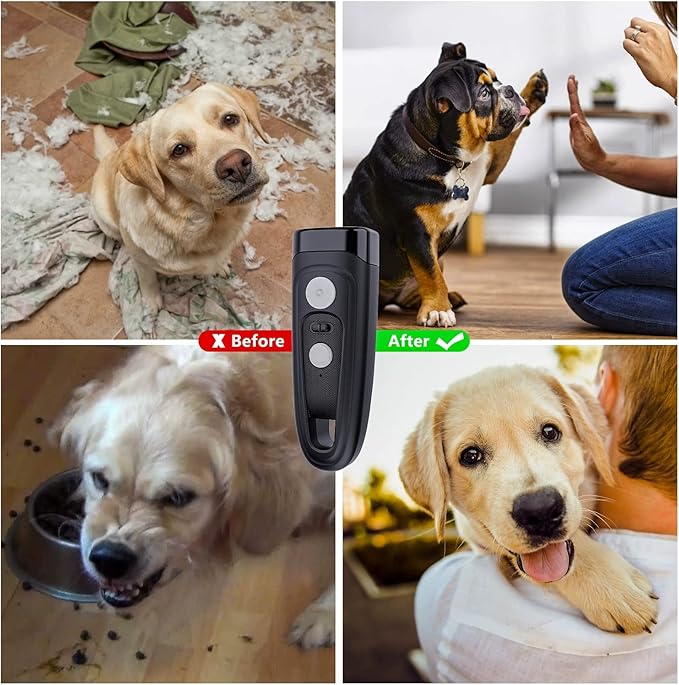 Dog Barking Control Devices,Dog Training Device-Dog Training，Training/Deterrent Modes，Train and Control Your Dog: Effective Barking Control Device LED Flashlight for Training and Behavior Correction
