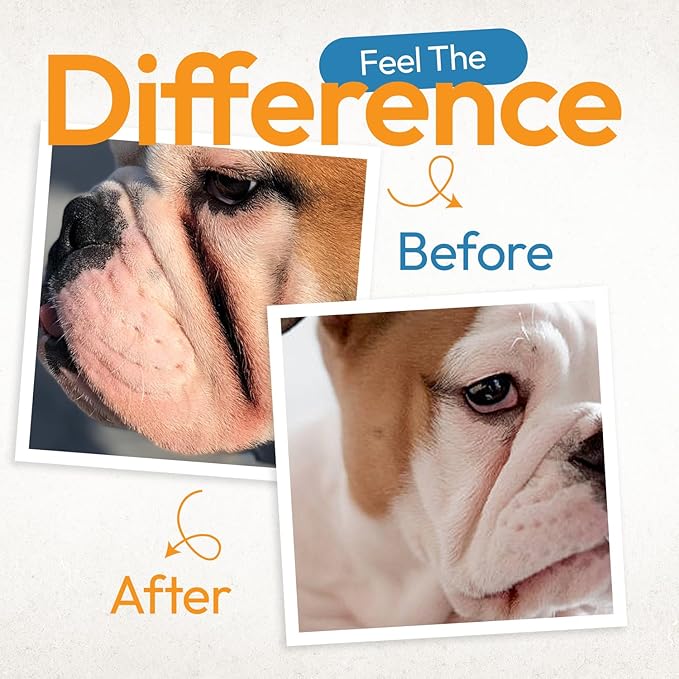 Wrinkle Wipes for Dogs - 200 Count with Honeysuckle & Green Tea –Soothing & Deodorizing Dog Face Wipes for Bulldogs, Pugs & Frenchies – Cleans Skin Folds, Tear Stains & Paws