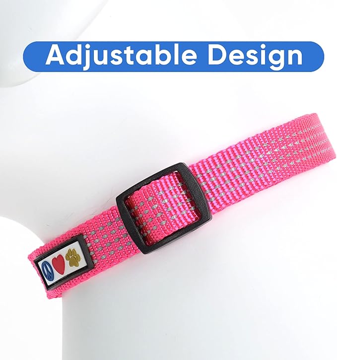 Pawtitas Reflective Dog Collar Adjustable Dog Collars for Small Dogs Puppy Collar Small Dog Collar Pink Dog Collar