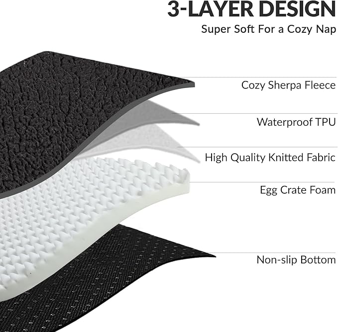 Patas Lague Orthopedic XL Dog Bed Large Sized Dog 48''X30'', Waterproof L Bolster Big Pet Sofa Beds with Removable Washable Cover, Soft Comfortable Pet Couch Crate Mat with Nonskid Bottom, Black
