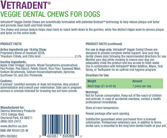 Vetradent® Veggie Dental Chews for Medium Dogs