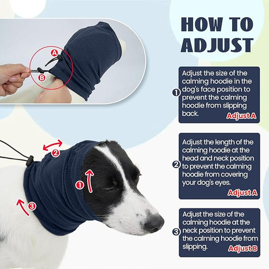 Nanaki 3rd Gen Calming Hoodie Ear Covers-Anti-Slip Hematomas Wraps for Dogs, Adjustable Head Wraps Noise Cancelling Protector, Anxiety Relief Ear Muffs for Fireworks & Grooming Bath