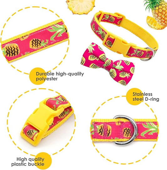 azuza Bowtie Dog Collar, Soft & Comfy Dog Collar with Bow, Fun Patterns & Bright Color for Medium Dogs