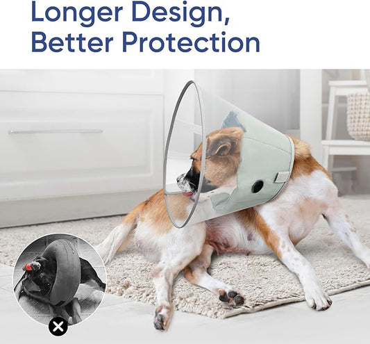Supet Upgraded Dog Cone with Soft Liner, 20% Lighter Plastic Elizabeth Collar After Surgery to Stop Licking, for Spay Neuter Skin Problems Recovery, for Small Medium Active Large Dogs(Green,M)