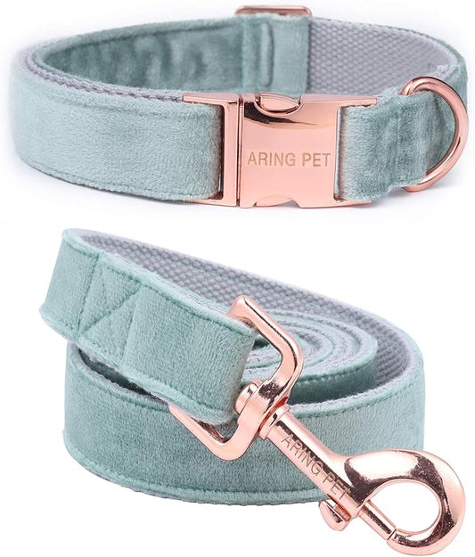 ARING PET Dog Collar and Leash, Velvet Dog Collar and Leash Set, Soft & Comfy, Adjustable Collars for Dogs Medium