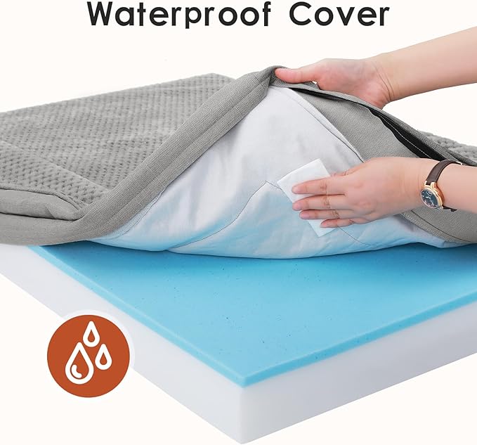 Orthopedic Dog Beds Large Sized Dog, 44x32x6 Inches Memory Foam Pet Bed for Large Dogs, Washable Removable Cover, Nonskid Bottom, Waterproof, Light Grey