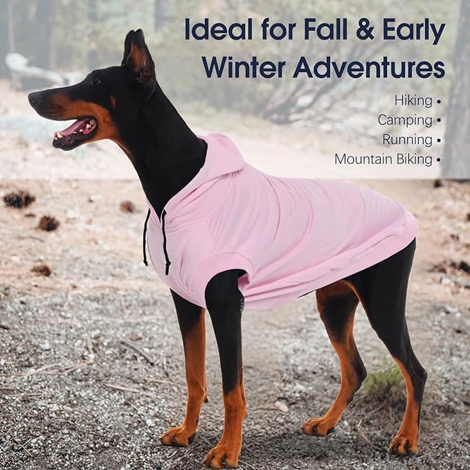 IECOii Large Dog Hoodie, XL Dog Sweater for Large Dogs Girl Hooded Sweatshirt,Spring Fall Dogs Pullover for Beagle, Border Collie, Indoor Cozy & Outdoor Play, Pink, XLarge (No Fleece Lined)